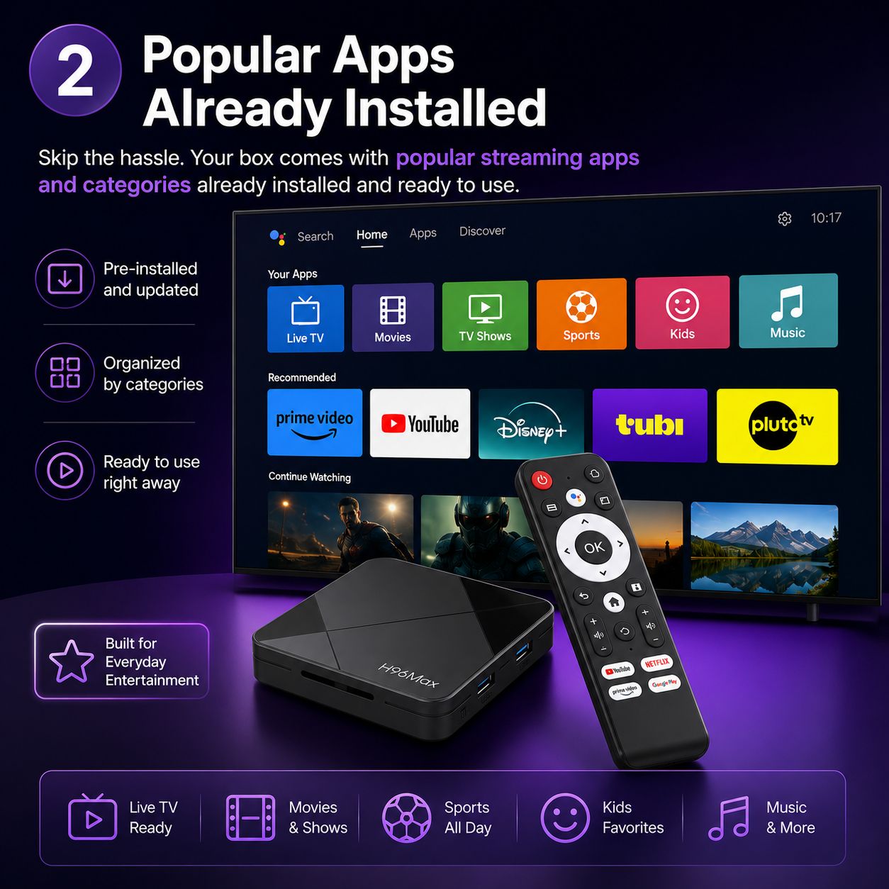 Smart Box popular apps already installed visual